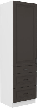 Vysoká potravinová skříňka Stilo 60 DKS-210 3S 1F - Premium Box Barva korpusu: Bílá, Barva dvířek: Grafit