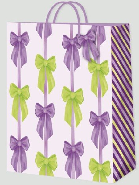 Dárková taška velká - Fialová s mašlemi (26 × 12,7 × 32,4 cm) - Albi