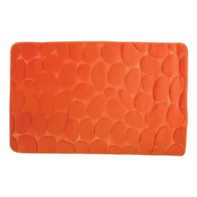 MSV PEBBLES koupelnová předložka 40 x 60 cm oranžová / polyester, PU pěna / protiskluzová