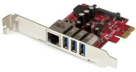 StarTech PCIe karta 3x USB 3.0 + Gigabit LAN / Řadič USB / PCIe / RJ-45 / Realtek RTL8153 (PEXUSB3S3GE)