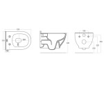 SAPHO - BRILLA závěsná WC mísa, Rimless, 36,5x53cm, černá mat 100614-110
