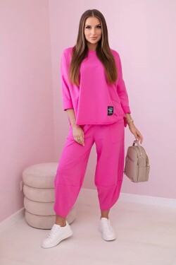 Sada bavlněných mikinových kalhot v růžové barvě