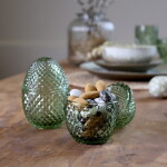 Chic Antique Skleněná dózička Egg Olive, zelená barva, sklo