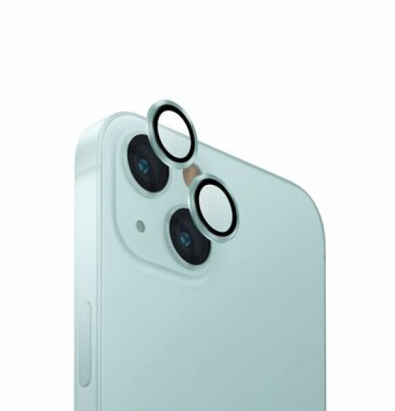 Uniq Optix hliníkové ochranné sklo na čočku fotoaparátu pro Appple iPhone 15/15 Plus Cool mint (mint) (8886463686119)