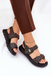 Materiálové dámské sandály na platformě černo-hnědé Leriot 37