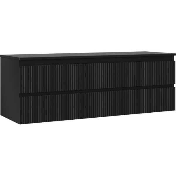 MEXEN/S - Rivel koupelnová skříňka pod umyvadlo 140 cm s deskou, 2 zásuvky, reliéf , černá mat 91A20-14047-2-BFFC71