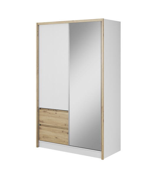 FRONTI Šatní skříň SARA 130 Bílá + dub artisan 8994