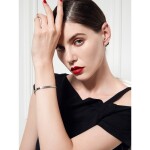 Moderní ocelový pevný náramek se zirkony Laurence - římské číslice, Stříbrná