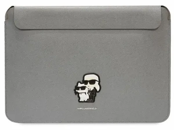 Karl Lagerfeld Saffiano Karl Choupette stříbrná / Pouzdro na laptop / 16" (KLCS16SAKCPMG)