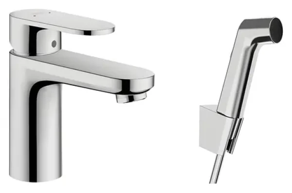 Hansgrohe Umyvadlová baterie s ruční sprchou Bidette chrom / Umyvadlová baterie / QuickClean / EcoSmart (71215000)