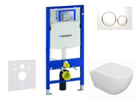 GEBERIT - Duofix Set předstěnové instalace, klozetu Oudee a sedátka softclose, tlačítko Sigma20, bílá/pozlacená SANI11CA3125