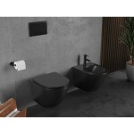 MEXEN/S - Lena Závěsná WC mísa Rimless Tornado včetně sedátka s slow slim, duroplast, černá mat 30221085T