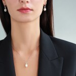 Stříbrný náhrdelník se sladkovodní perlou a zirkony - stříbro 925/1000, 52 cm Bílá