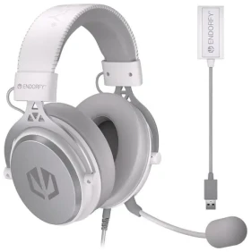 Endorfy VIRO Plus USB Onyx White / herní sluchátka s mikrofonem / 7.1 zvuková karta / 3.5mm Jack / 53mm měniče / 1.2m (EY1A005)