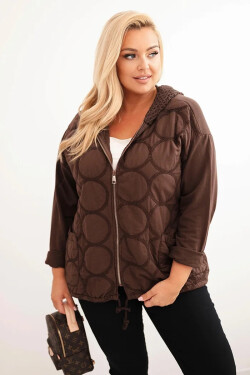 Dámská mikina Plus Size rozepínací na zip hnědá UNI