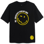 Bavlněné tričko s krátkým rukávem Smiley World- černé - 146 BLACK