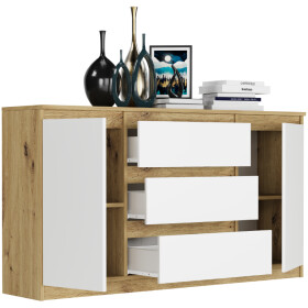 DumDekorace Prostorná komoda R-140-S3 - různé barevné varianty artisan mix bílá