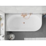 MEXEN/S - Silo volně stojící rohová vana levá reliéf 170 x 80, bílá/černá, sifon a přepad růžové zlato 52891708075L-60
