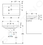 GEBERIT - iCon Umyvadlo 750x480x160 mm, s přepadem, s otvorem pro baterii, KeraTect, bílá 501.835.00.2