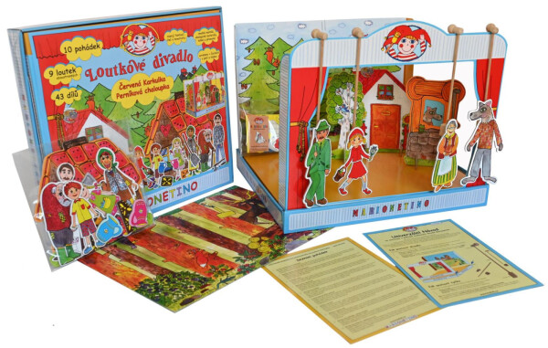 Loutkové divadlo Červená Karkulka a Perníková chaloupka v krabici 48x42x6cm
