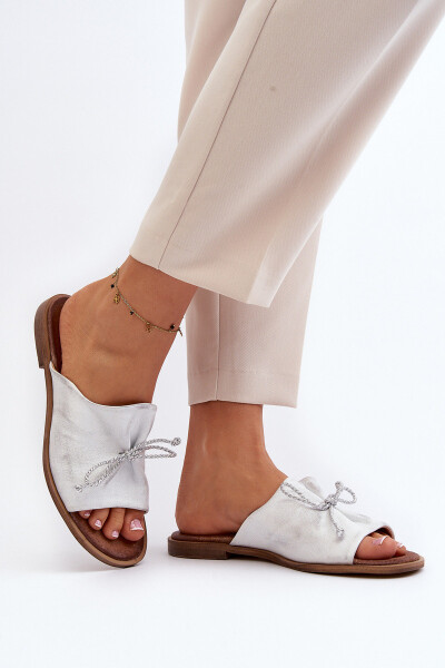 Kožené dámské žabky Zazoo 2659/005 stříbrné 36