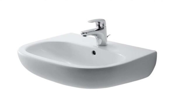 DURAVIT - D-Code Umyvadlo 55x43 cm, s přepadem, s otvorem pro baterii, bílá 23105500002
