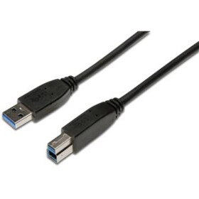Digitus USB kabel USB 3.2 Gen1 (USB 3.0 / USB 3.1 Gen1) USB-A zástrčka, USB-B zástrčka 1.80 m černá kulatý, třížilový stíněný AK-300115-018-S