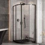 BESCO - Set čtvrtkruhový kout ZARYA BLACK + vanička AXIM STONE EFFECT - Barva rámu - Černá, Rozměr A - 90, Rozměr B - 90, Výplň - Čiré bezpečnostní sklo - 5 mm BCZBAXS90190