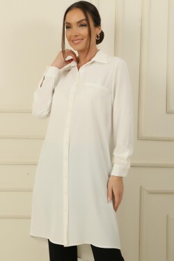 By Saygı Fake Pockets and Front Buttoned Sharmi Shirt Tunic