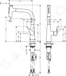 HANSGROHE - M71 Dřezová baterie Metris Select s výsuvnou sprškou, chrom 73822000