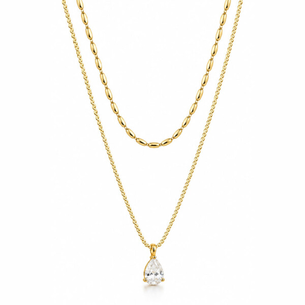 Dvojitý náhrdelník Agata Gold - chirurgická ocel, Zlatá 42 cm + 5 cm (prodloužení)