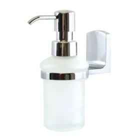 Spirella TAKU nástěnný držák s dávkovačem mýdla 200 ml bílá / sklo / chromovaná lesklá ocel (7610583210708)