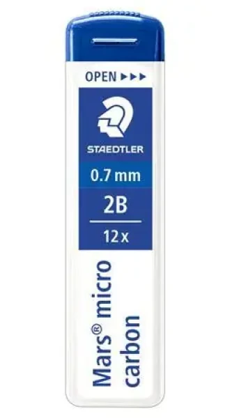 Staedtler Mars micro / Tuhy do mikrotužky / 0,7 mm / 2B / 12 ks (250 07-2B)