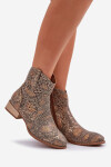 Dámské Botky S Výřezem Na Nízkém Podpatku Ozdobené Zvířecím Vzorem Zlaté Neliawen 37