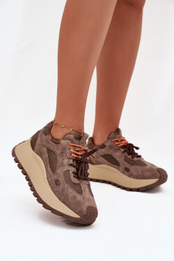 Kožené sneakersy na platformě dámské Big Star SS274627 HI-POLY SYSTEM béžové 40