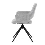 Židle jídelní, šedá látka, 360° vratný mechanismus, černý kov