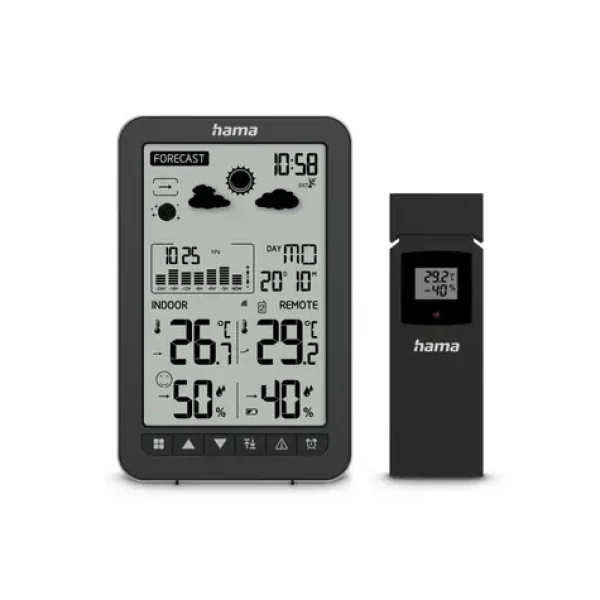 Hama Ko Samui černá / meteostanice / teplota / vlhkost / tlak / počasí / fáze měsíce / příliv / odliv (222219)