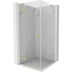 MEXEN/S - Lunar sprchový kout dveře křídlové levá 80 x 80, transparent, zlato kartáčovaná 834-080-080-55-00-L