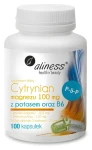 Aliness Magnesium Citrate 100 mg + draslík 150 mg, B6 / Doplněk stravy / 100 kapslí / bez lepku
