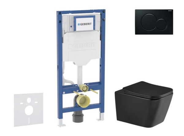 GEBERIT - Duofix Set předstěnové instalace, klozetu Arkas I a sedátka softclose, tlačítko Sigma01, černá SANI11CA5514