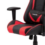 Kancelářská židle houpací mech., černá + červená koženka, plast. kříž