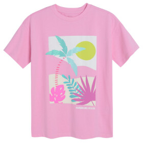 Tričko s krátkým rukávem a potiskem- růžové - 170 PINK