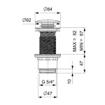SAPHO - Umyvadlová výpust 5/4“, click-clack, velká zátka, 10-80, ABS/černá mat CV1132B