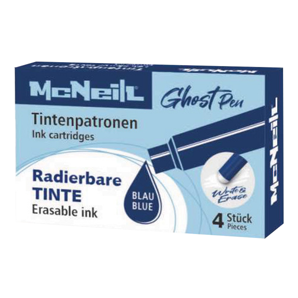 Colorino Colorino, R3469900007, náhradní náplně do pera (bombičky), gumovatelné, modrá barva, 4 ks