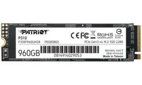 Patriot P310 960GB / SSD / M.2 2280 / PCIe Gen3 / R: 2100MBps / W:1800MBps / 3y (P310P960GM28)