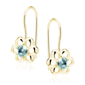 LUNICA Stříbrné květinkové náušnice GOLD AQUA 0713