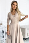 Dámské krajkové šaty 309-10 AMBER béžové - Numoco S