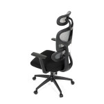 Kancelářská židle, šedá síťovina, černý plast, kolečka na tvrdé podlahy