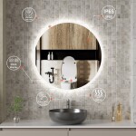 Erga Deam, kulaté LED zrcadlo 120cm, 3 barvy světla, přední osvětlení, vyhřívací podložka proti zapaření, ERG-V01-Deam-1212-CL ERG-V01-DEAM-1212-CL