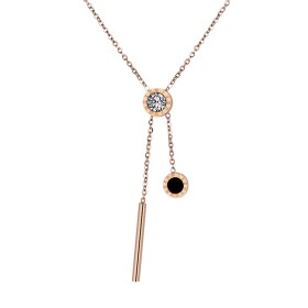 Ocelový náhrdelník se zirkony Stephanie Rose Gold - chirurgická ocel, Zlatá 40 cm + 5 cm (prodloužení)